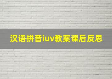 汉语拼音iuv教案课后反思