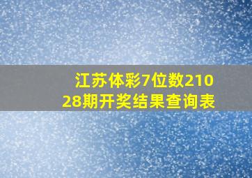 江苏体彩7位数21028期开奖结果查询表