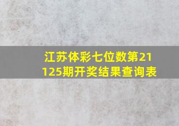 江苏体彩七位数第21125期开奖结果查询表