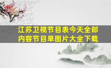 江苏卫视节目表今天全部内容节目单图片大全下载