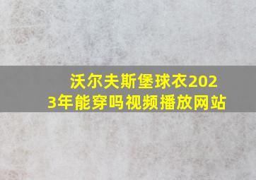 沃尔夫斯堡球衣2023年能穿吗视频播放网站