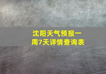 沈阳天气预报一周7天详情查询表