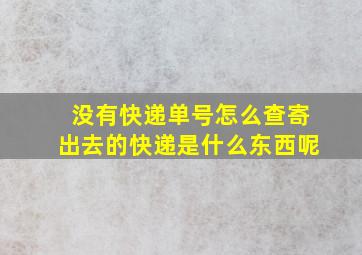 没有快递单号怎么查寄出去的快递是什么东西呢