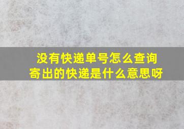 没有快递单号怎么查询寄出的快递是什么意思呀