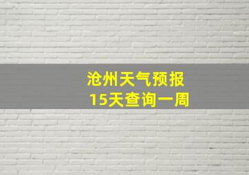 沧州天气预报15天查询一周