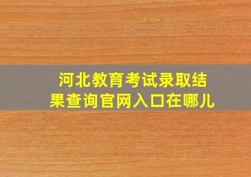 河北教育考试录取结果查询官网入口在哪儿