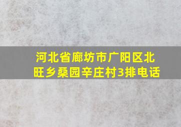 河北省廊坊市广阳区北旺乡桑园辛庄村3排电话