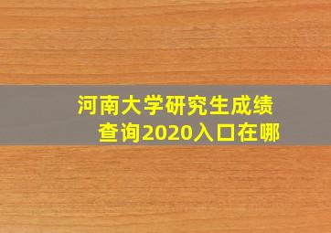 河南大学研究生成绩查询2020入口在哪