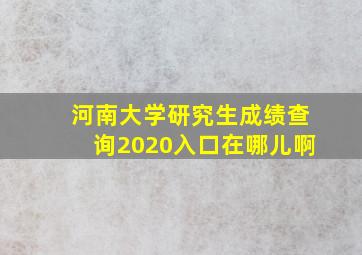 河南大学研究生成绩查询2020入口在哪儿啊