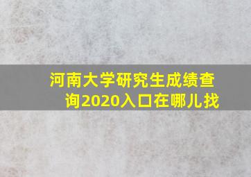 河南大学研究生成绩查询2020入口在哪儿找