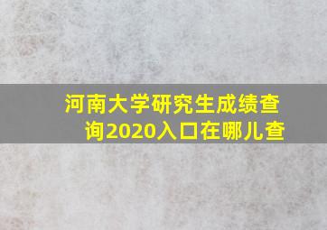 河南大学研究生成绩查询2020入口在哪儿查