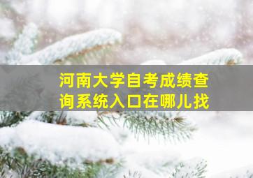 河南大学自考成绩查询系统入口在哪儿找