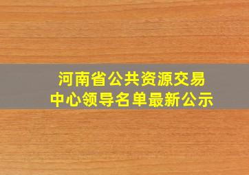 河南省公共资源交易中心领导名单最新公示