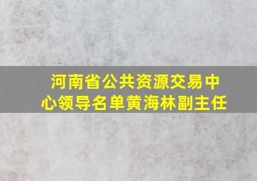 河南省公共资源交易中心领导名单黄海林副主任