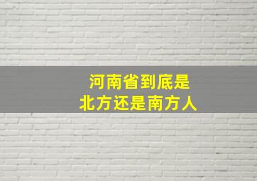 河南省到底是北方还是南方人