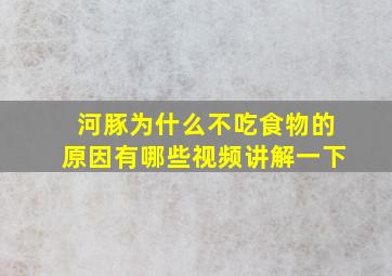 河豚为什么不吃食物的原因有哪些视频讲解一下