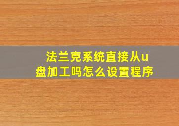 法兰克系统直接从u盘加工吗怎么设置程序