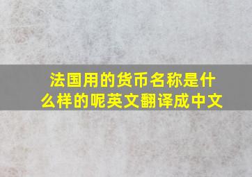 法国用的货币名称是什么样的呢英文翻译成中文