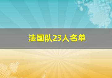 法国队23人名单