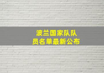 波兰国家队队员名单最新公布