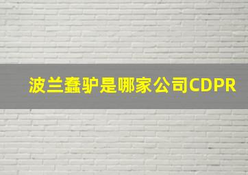 波兰蠢驴是哪家公司CDPR