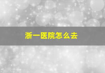 浙一医院怎么去