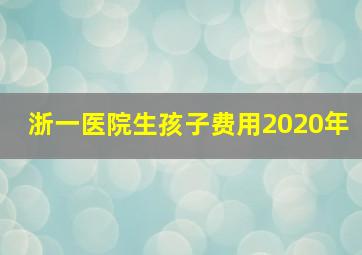 浙一医院生孩子费用2020年