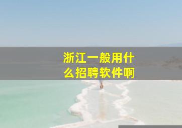 浙江一般用什么招聘软件啊