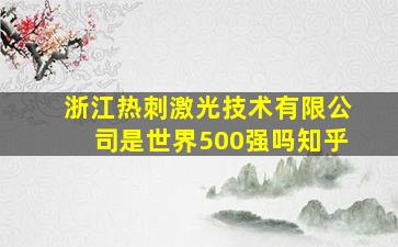 浙江热刺激光技术有限公司是世界500强吗知乎