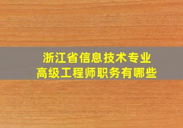 浙江省信息技术专业高级工程师职务有哪些