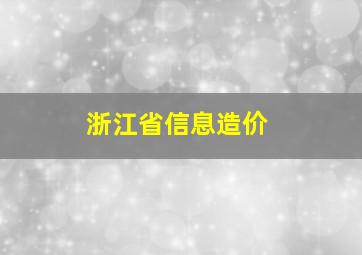 浙江省信息造价