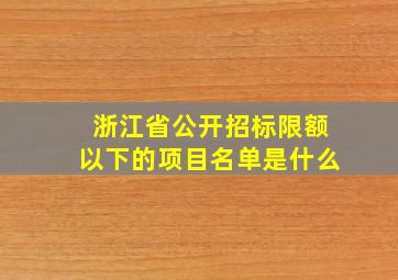 浙江省公开招标限额以下的项目名单是什么