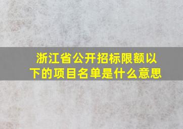 浙江省公开招标限额以下的项目名单是什么意思