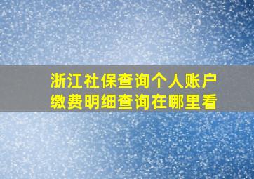 浙江社保查询个人账户缴费明细查询在哪里看