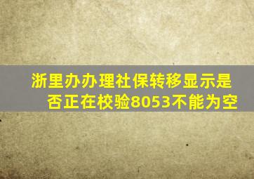 浙里办办理社保转移显示是否正在校验8053不能为空