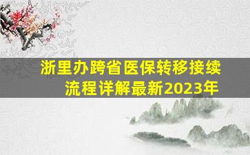 浙里办跨省医保转移接续流程详解最新2023年