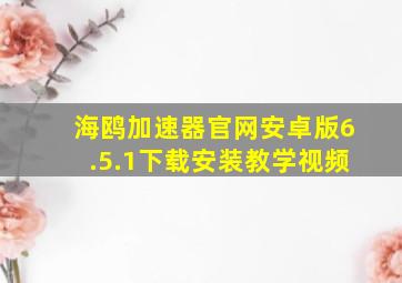 海鸥加速器官网安卓版6.5.1下载安装教学视频