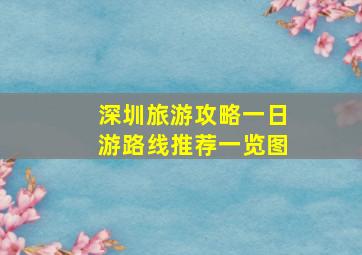 深圳旅游攻略一日游路线推荐一览图