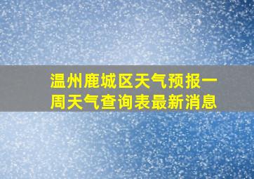 温州鹿城区天气预报一周天气查询表最新消息