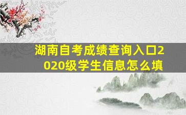 湖南自考成绩查询入口2020级学生信息怎么填