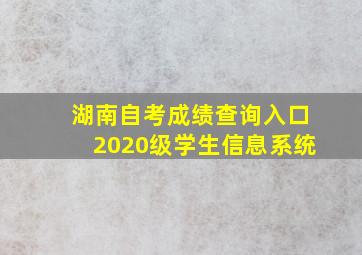 湖南自考成绩查询入口2020级学生信息系统