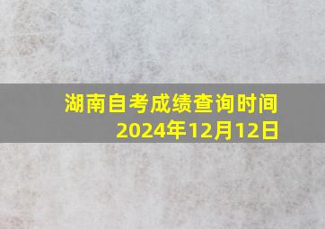 湖南自考成绩查询时间2024年12月12日