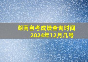 湖南自考成绩查询时间2024年12月几号