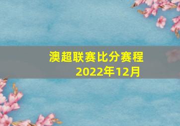 澳超联赛比分赛程2022年12月