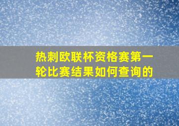 热刺欧联杯资格赛第一轮比赛结果如何查询的