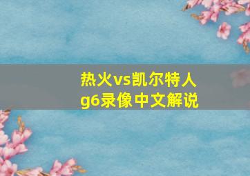 热火vs凯尔特人g6录像中文解说