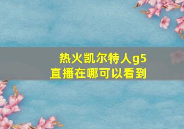 热火凯尔特人g5直播在哪可以看到