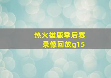 热火雄鹿季后赛录像回放g15