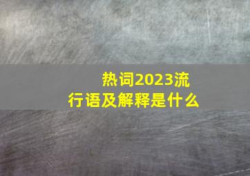 热词2023流行语及解释是什么