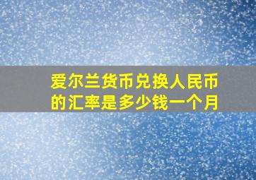 爱尔兰货币兑换人民币的汇率是多少钱一个月